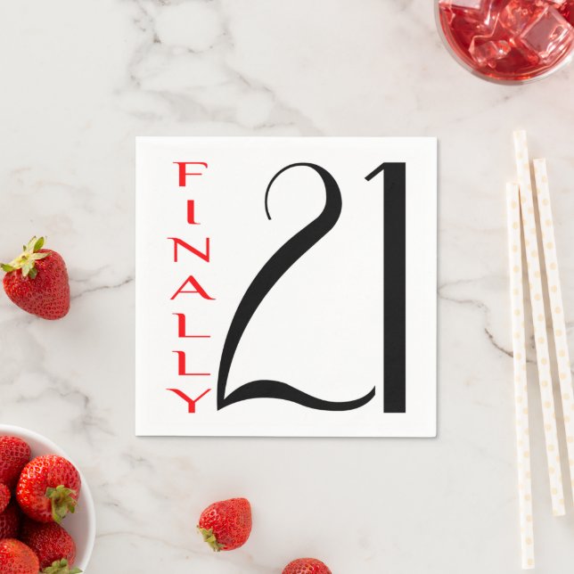 Guardanapo De Papel Finalmente, aniversário de 21 anos de 21 anos (Insitu)