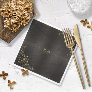 Guardanapo De Papel Fine Filigree Dourado Corner Border ID871