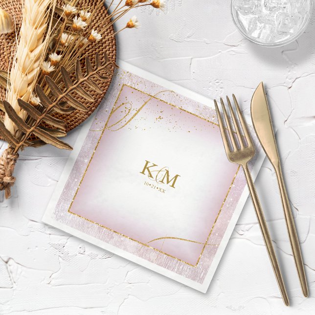 Guardanapo De Papel Fine Lines Dourado Abstrato Wedding V3 Mauve ID867 (Criador carregado)