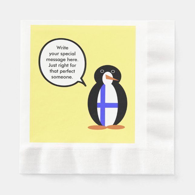 Guardanapo De Papel Finlândia Srta. Penguin Personalizada (Frente)