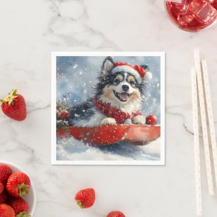 Guardanapo De Papel Finnish Lapphund em Trenó Deixe Nevar Natal