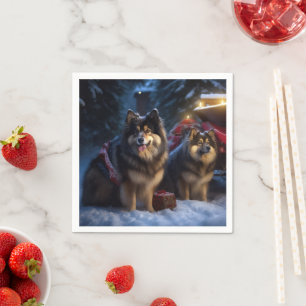 Guardanapo De Papel Finnish Lapphund Neve Trineo Decoração de Natal