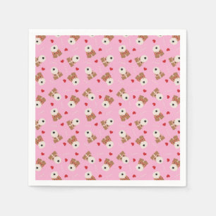 Guardanapo De Papel Fio Fox Terrier Dog Copos Cardíacos Pink
