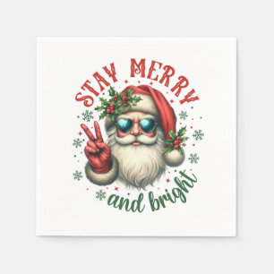 Guardanapo De Papel Fique Alegre e Brilhante Papai Noel Legal