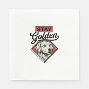 Guardanapo De Papel Fique Golden Retriever Vintage Cão Desenho Vetoria