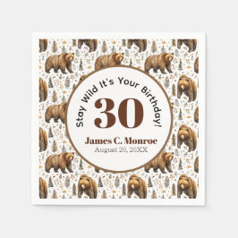 Guardanapo De Papel Fique Selvagem Floresta de Urso Aniversário  