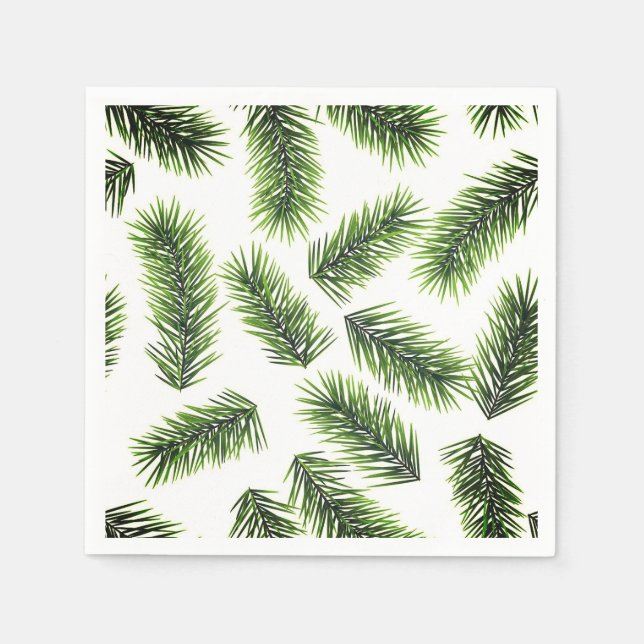 Guardanapo De Papel Fir Branch Pattern Green Christmas (Frente)