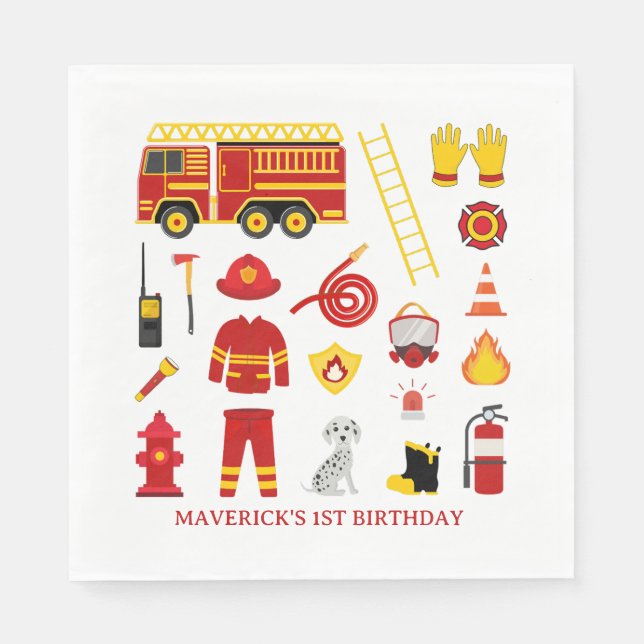 Guardanapo De Papel Firefighter Sound The Alarm Birthday (Frente)