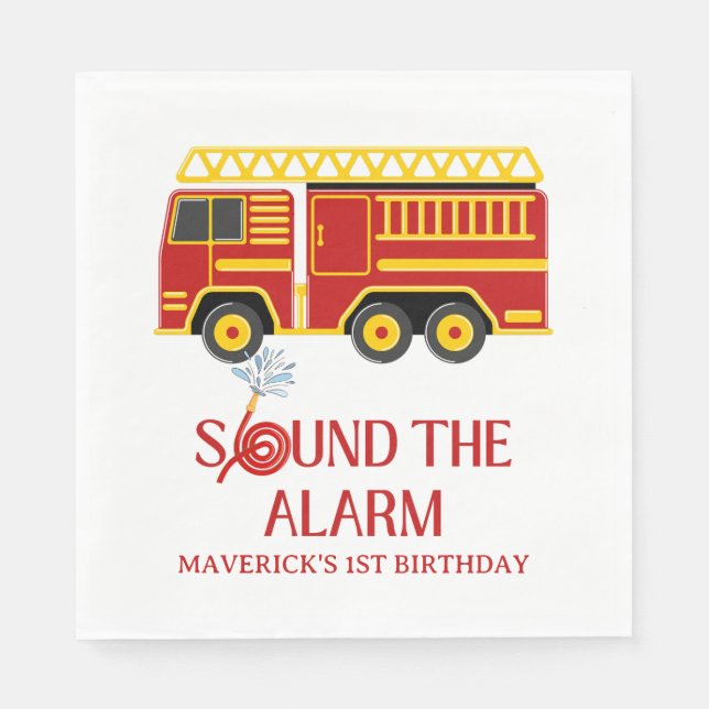 Guardanapo De Papel Firefighter Sound The Alarm Birthday (Frente)