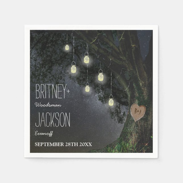 Guardanapo De Papel Firefly Mason Jar Oak Tree Wedkins (Frente)