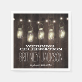 Guardanapo De Papel Firefly Rustic Barn Wood Mason Jar Wedkins