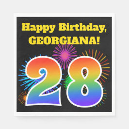 Guardanapo De Papel Fireworks divertido + Rainbow Pattern "28" Anivers
