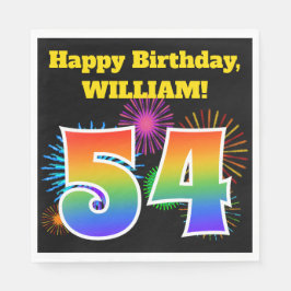 Guardanapo De Papel Fireworks divertido + Rainbow Pattern "54" Anivers
