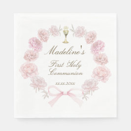 Guardanapo De Papel first communion delicate peonies frame
