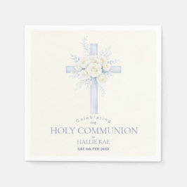 Guardanapo De Papel First Holy Communion Paper Napkins, Floral Cross