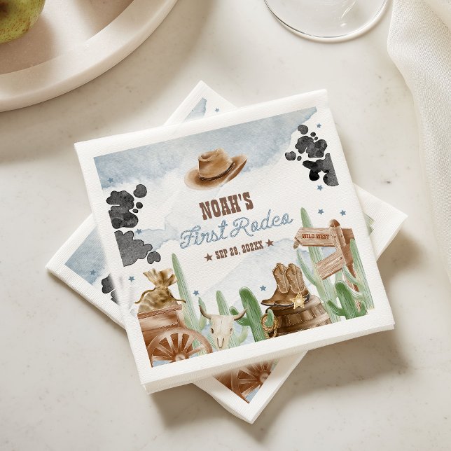 Guardanapo De Papel First Rodeo 1st Birthday Rustic Wild West (Criador carregado)