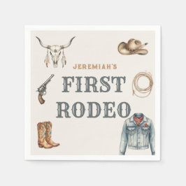 Guardanapo De Papel First Rodeo Wild West Cowboy Blue Birthday
