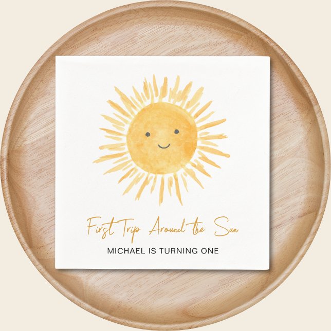 Guardanapo De Papel First Trip Around The Sun Boys 1st Birthday Party (Criador carregado)