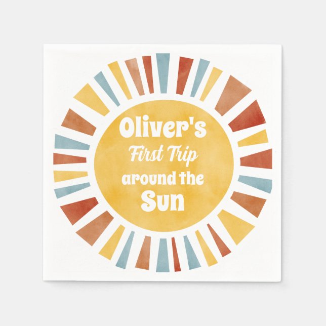 Guardanapo De Papel First Trip Around The Sun Invitation (Frente)