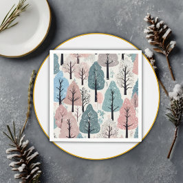 Guardanapo De Papel Fita Branca Floresta de Inverno Flocos de Neve Chá