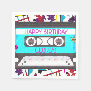 Guardanapo De Papel Fita Cassete Retro Aniversário Tema 80's 90's