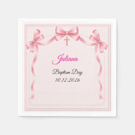 Guardanapo De Papel Fita de cetim rosa cruz menina batismo papel