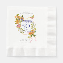 Guardanapo De Papel Fita de Rosa Dourada Aniversário de 50 anos