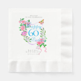 Guardanapo De Papel Fita de Rosa Rosa Aniversário de 60 anos