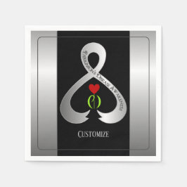 Guardanapo De Papel Fita de Sensibilização de Parkinson, Preta e Prata