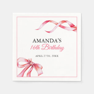 Guardanapo De Papel Fita Flutuante Cor-de-Água Rosa Doce 16 Aniversári