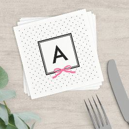 Guardanapo De Papel Fita Rosa Cinzenta Monográfica Preta e Bolinhas Br