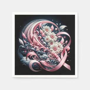 Guardanapo De Papel Fitas cor-de-rosa e Buquê margarida