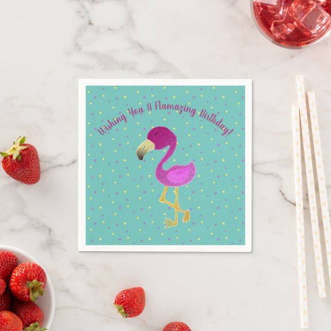 Guardanapo De Papel Flamazing Flamingo de Aniversário  (Insitu)