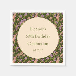 Guardanapo De Papel Flamentação de Cuta Verde Retro Boho 50º Aniversár