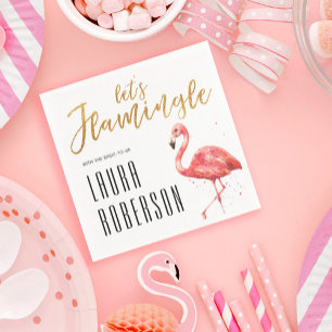 Guardanapo De Papel Flamingle de vamos em brilho Dourado CHÁ DE PANE
