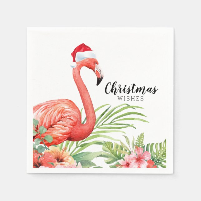 Guardanapo De Papel Flamingo de Natal | Desejos de Natal | Papel (Frente)