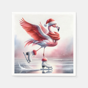 Guardanapo De Papel Flamingo De Natal Em Skates