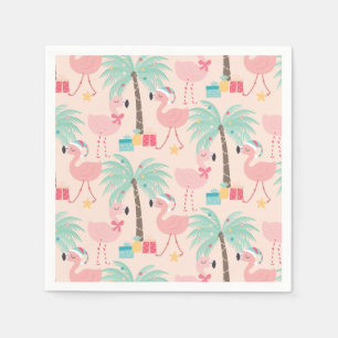 Guardanapo De Papel Flamingo do papai noel - Natal tropical