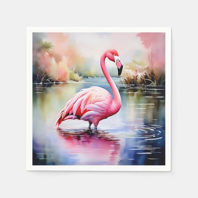 Guardanapo De Papel Flamingo na Água (Frente)