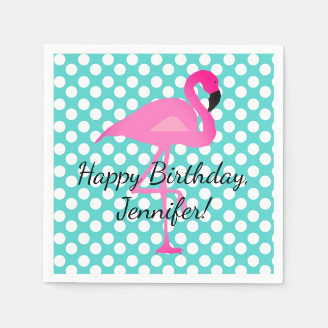 Guardanapo De Papel Flamingo Personalizado e Papel de Bolinhas Napkin (Frente)