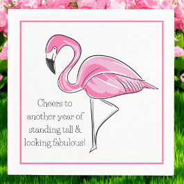 Guardanapo De Papel Flamingo Rosa Aniversário / Parabéns por Mais Um A