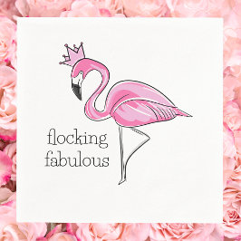 Guardanapo De Papel Flamingo Rosa com Coroa Rosa Flocking Fabuloso