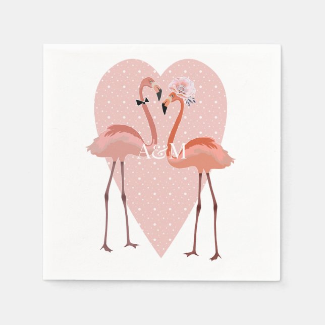 Guardanapo De Papel Flamingo Rosa coração elegante amor (Frente)