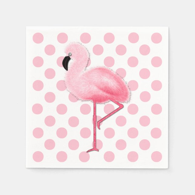 Guardanapo De Papel Flamingo rosa e Bolinhas Napkins (Frente)