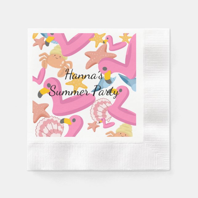 Guardanapo De Papel Flamingo summer party (Frente)