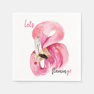 Guardanapo De Papel Flamingo Watercolor, Vamos Rosa Exótico Moderno