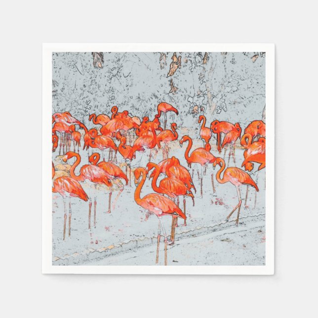Guardanapo De Papel Flamingoes Rosa Napkins (Frente)
