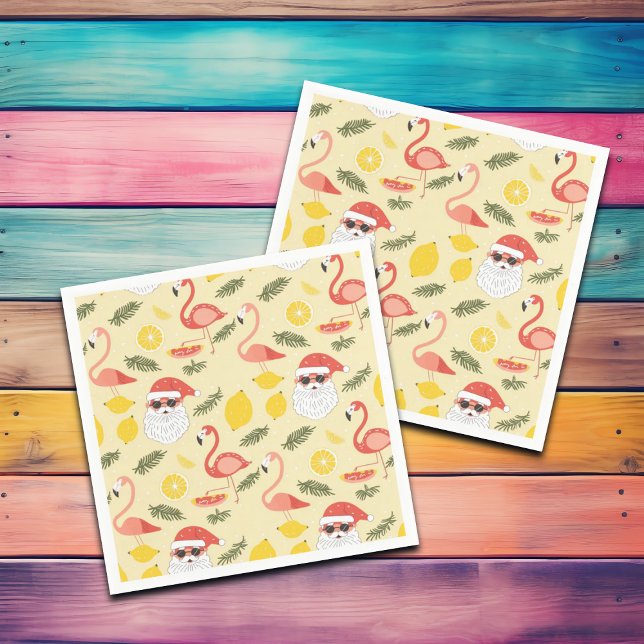 Guardanapo De Papel Flamingos e Papais noeis no Natal em julho (Criador carregado)