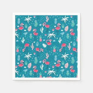 Guardanapo De Papel Flamingos, Flores e Cacto