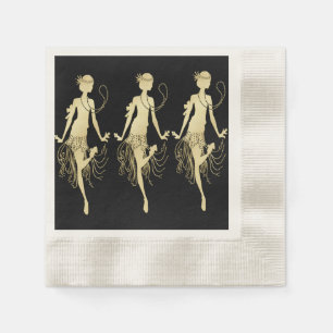 Guardanapo De Papel Flappers Retro Fundo Preto